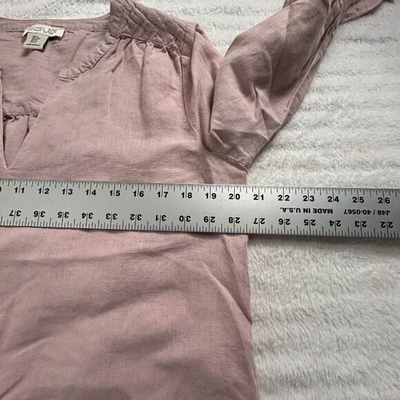 Rachel Zoe Women's Long Sleeve V-Neck Blouse Top Linen Blend Blush Pink Sz Small - Picture 6 of 8